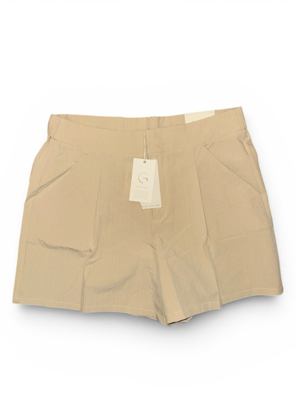 Cream With White Pinstripe Women's Zip Shorts by Greige size 10 NWT